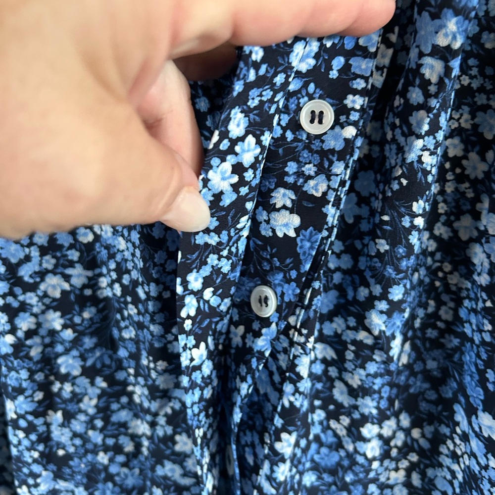 Michael Kors collection Blouse womens Medium Blue Long Sleeve Floral - Picture 5 of 10